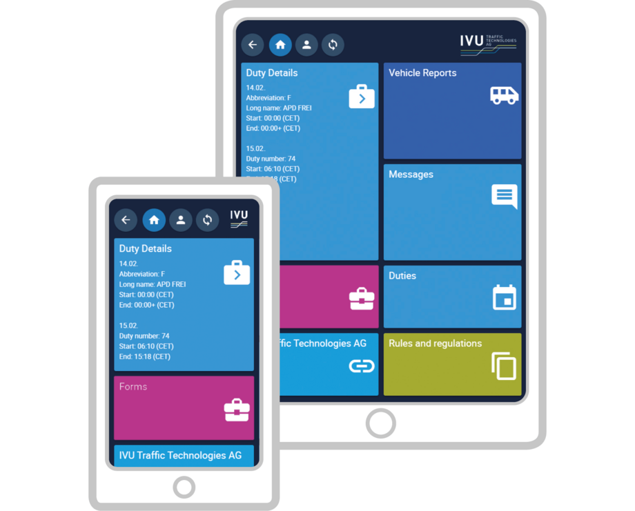 Example of the ivupad screen on the mobile phone and on the iPad