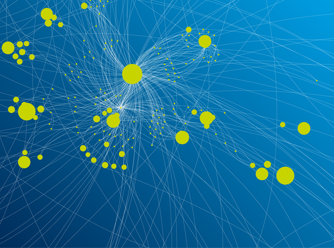 Une image abstraite avec de nombreux points interconnectés