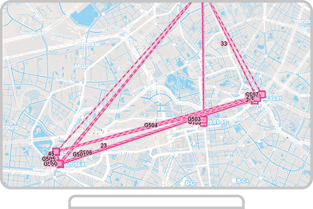 Beispielhafte Darstellung von IVU.duty auf einem Monitor für Transdev